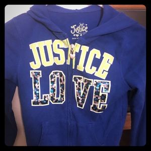 Justice Girls pullover zip size 7